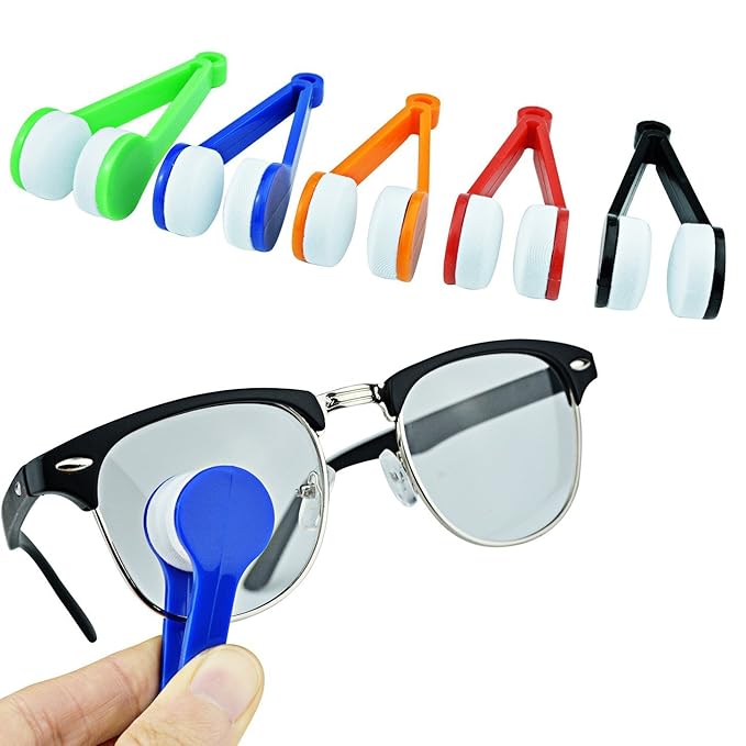 12 pcs Mini Sun Glasses Eyeglass Microfiber Spectacles Cleaner Brush Cleaning Tool（Random Color）