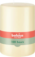 BOLSIUS 3 Wick Ivory Pillar Candle Large – 6x8 Inches - Premium European Quality - 100 Hours Burning Time - Smooth And Smokeless Flame - Relight Unscented Wedding, Dinner, Party, and Décor Candle