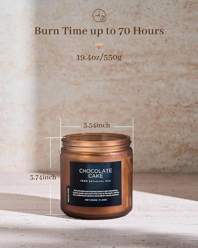 M&SENSE Chocolate Layer Cake Scent Candles, Large 11.6oz Natural Soy Wax 70 Hours Burn Time Clean Non Toxic Scented Classic 2 Wicks Candle for Easter Holiday Birthday Gifts