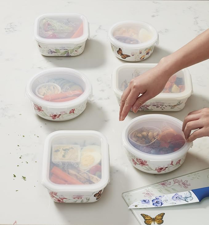 Lenox 824646 Butterfly Meadow Serve & Store Container, Small Container 6.25" D x 2.75" H (Pack of 12)