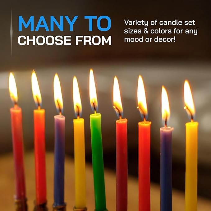 Danilovo Thin Taper Beeswax Candles - Honey-Scented, Decorative Candles Ideal for Birthday Decoration or Church Prayers - Blue Drip Free, Tall & Smokeless Pack of 50 pcs, 7.3 x 0.24 inch