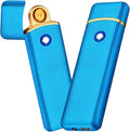 Electronic Lighter, Smart USB Rechargeable Lighter, Cool Electric Lighter Portable Dual Sided Ignition Windproof Flameless Lighter Lightweight Plasma Lighter for Indoor Outdoor(Blue)