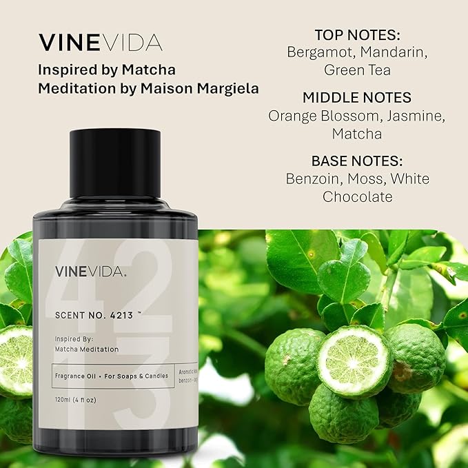 VINEVIDA [120 Ml] Scent NO. 4213 Inspired by Matcha Meditation | Premium Fragrance Oil for Candle Making & Soap Making | Candle Scents for Soy Wax | Scented Oils for Car Freshies & Bath Products