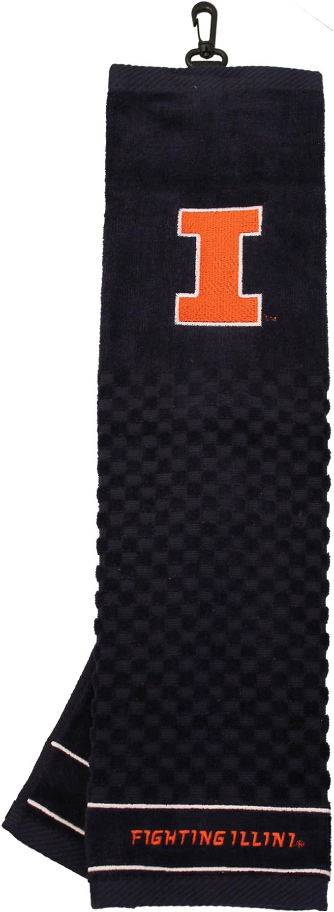 Team Golf NCAA Illinois Fighting Illini Embroidered Golf Towel Embroidered Golf Towel, Checkered Scrubber Design, Embroidered Logo