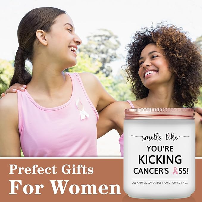 Breast Cancer Gifts for Woman - Breast Cancer Survivor Gifts, Surgery Recovery Care Presents for Women Men, Chemotherapy Must Have, Awareness Accessories - Get Well Soon Scented Candle