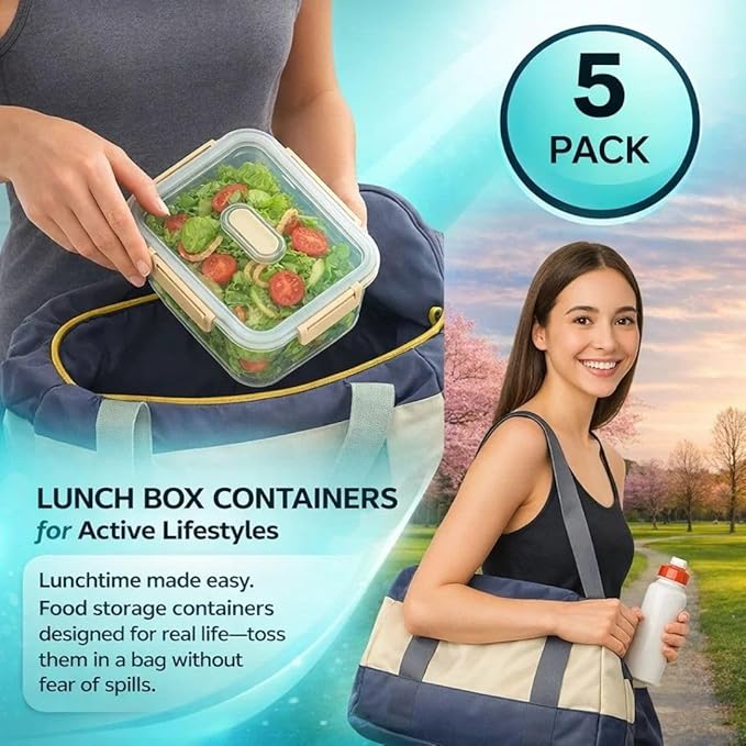 Fruit Containers for Fridge Keep Fresh, 5-Pack Food Storage Containers with Lids, Meal Prep Containers, Fridge Storage with Removable Colander, Microwave & Dishwasher Safe (White)