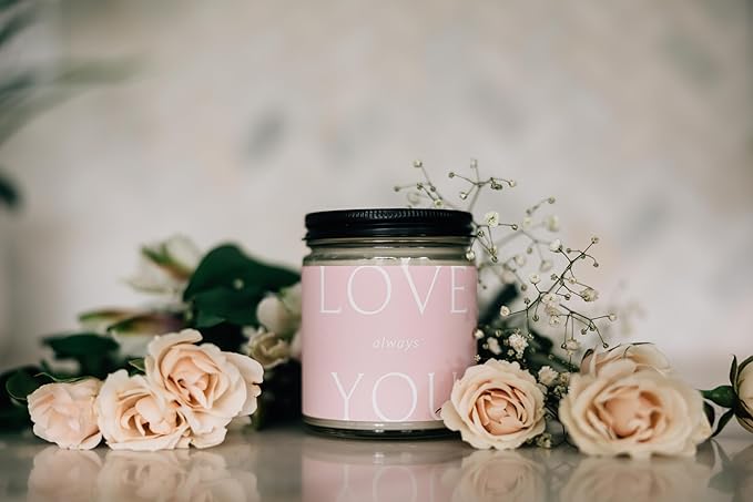 Fontana Candle Co. Celebration Collection, Love You Always – 9oz Scented Candles Made with Beeswax, Coconut Oil & Pure Essential Oils – Wood Wick, 35+ Hrs Clean Burn – Non-Toxic Candles for Home