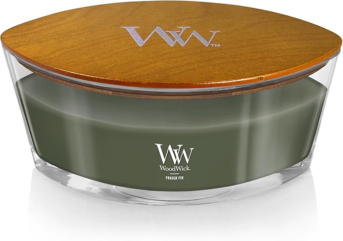 WoodWick Fraser Fir Holiday Candle Gifts for Women and Men, 16 oz Ellipse Candle with Crackling Wick