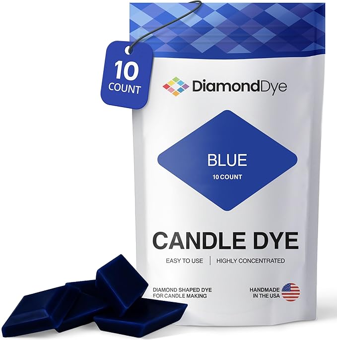 Blue Candle Dye - Made in The USA - Premium Colorants - Highly Concentrated - Popular Colors for Paraffin or Soy Wax - Great for Professionals or Hobbyist - 10 Dye Chips