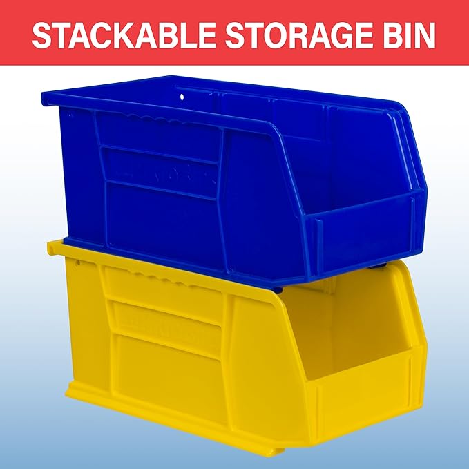 Akro-Mils 30230 AkroBins Plastic Storage Bins, Space-Saving Stackable Bins for Garage, Pantry, Craft Organization, 11" x 5" x 5", Green, 12-Pack