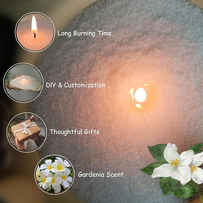 Pearled Candles with 30 Wicks - 18 Oz YUKCAXDLS Gardenia Whisper Scented DIY Pearleds Wax Refillable for Making Lasts up to 100+ Hours of Steady Burn Smokeless - White