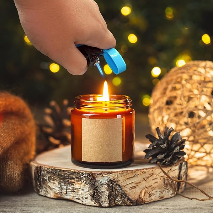 Crocs Torch Lighter, Windproof Refillable Butane Candle Lighters, Jet Flame Torch Pocket Lighter for Candles BBQ Grill Outdoor Camping, Electric Ignition, 4 Flame - 4 Pack