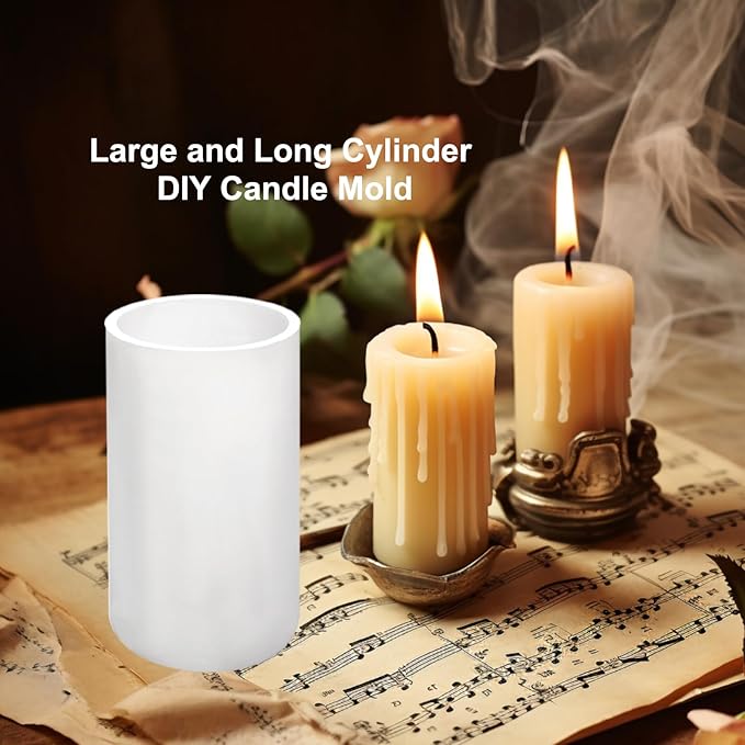 Large Silicone Cylinder Candle Mold - Pillar Candle Making Mold (16.9cm x 9.5cm/6.5" x 3.74")