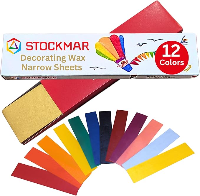 Stockmar Decorative Beeswax Sheets – 12 Assorted Colors for Candle Decorating, DIY Craft Projects, Wax Modeling, Handmade Crafts, Art Supplies, Scrapbooking, Holiday Decorations
