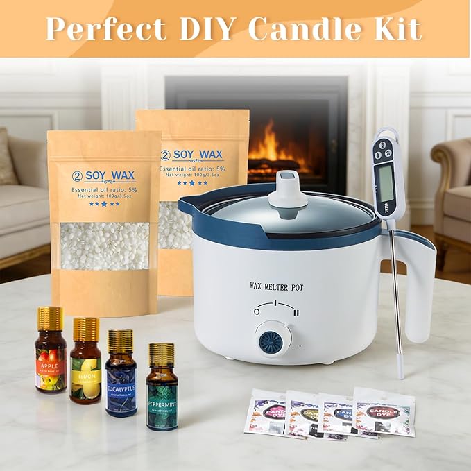 Luxury Soy Candle Making Kit with Molds, Make Your Own Scented Candles at Home with Wax Melter, Candle Wax Pen & Fragrances, Dried Flowers, All-in-One Wax Melt Kit and Moulds