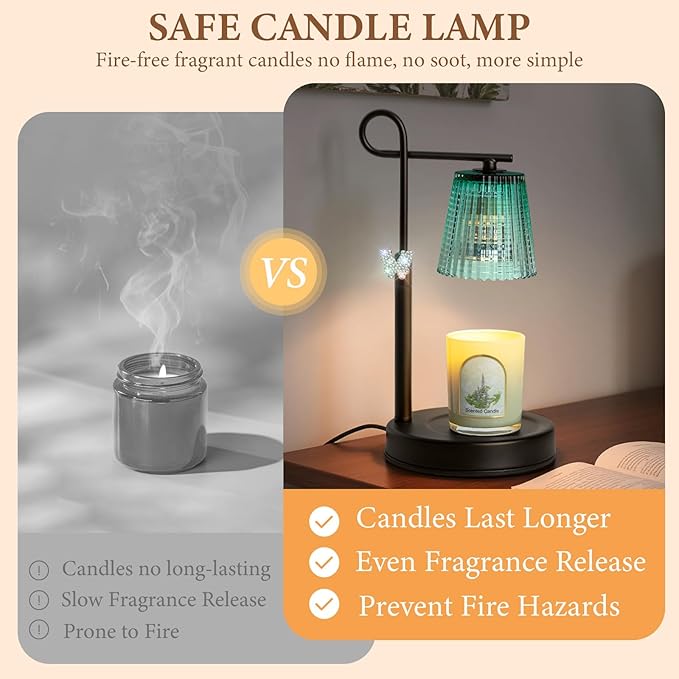 SHARE&CARE Candle Warmer Lamp - Valentine's Festive Metal Wax Melter with Timer & 4 Dimming Modes, Gift-Ready for Women, Christmas, Birthday, Women Gift for Mom, Wife,Her (Glod-Bu)