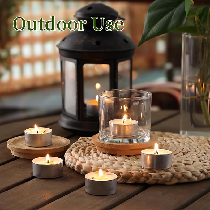 8 Pcs 6H Citronella Tealight Candles Indoor Outdoor, Decorative Scented Tealight Candles with 100% Palm Wax Base & Dried Lemongrass, Smokelss for Patio, Home, Outside Use