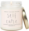 Sweet Water Decor Self Care Soy Candle - Patchouli Eucalyptus & Lavender Candles for Home - 100% Cotton Wick & Spa Scented Soy Wax Candles with 40 Hour Burn Time - 9oz Clear Jar - Made in The USA