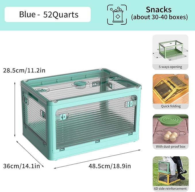 3-Pack Stackable Storage Bins, 50-Liter Collapsible Organizers with 3 Lids, Wheels, Foldable Collapsible Box for Outdoor Camping, Mixed Color