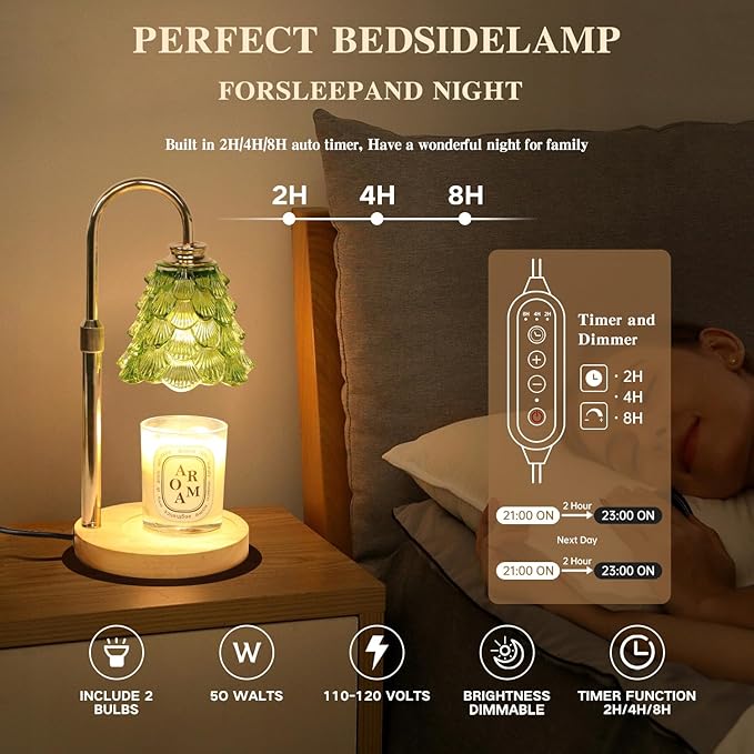 GEEZO Fragrance Candle Warmer Lamp，Electric Candle Warmer with Timer & Dimmer，Mom Christmas Birthday Gifts for Women, House Warming Gifts New Home Bedroom Decor