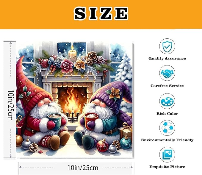 VIGEGU Christmas Paint by Numbers Kit for Adults with Framed,Gnome Paint by Number DIY Acrylic Adult Paint by Number Kits for Wall Decor 10x10in