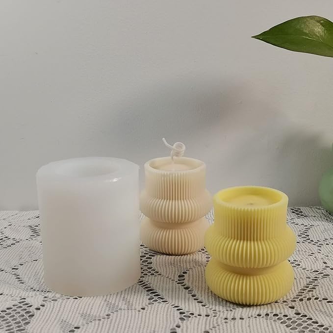 Barrel Striped Candle Silicone Mold Geometric Pillar Candle Soap Mold Fondant Chocolate Cake Baking Mould Plaster Clay Resin Epoxy Mold