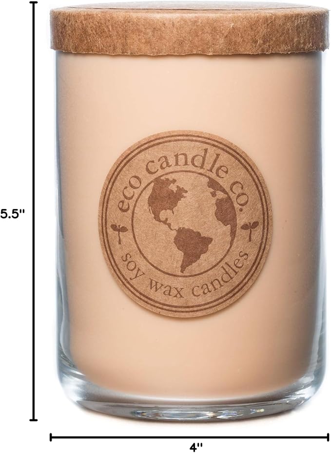 ECO CANDLE CO. Recycled Candle, Vintage Amber, 26 oz. - Scents of Wood Resin, Nutmeg, Cinnamon, & Vanilla - 100% Soy Wax, No Lead, Kraft Paper Label & Lid, Hand Poured, Midwest Grown Soybeans