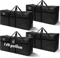 4 Pcs 149 Gallon Extra Large Moving Bags Heavy Duty Storage Bag with Strong Zipper Handle Foldable XXL Jumbo Storage Tote Packing Moving Box for College Dorm Travel Cloth Duffle (Black)