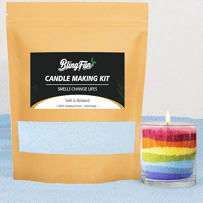 Snow Pearled Candles Sand-Refillable Sand Wax, DIY Candle Beads and Wicks, for Home Decor, Parties, Events-250g/9oz(Blue)
