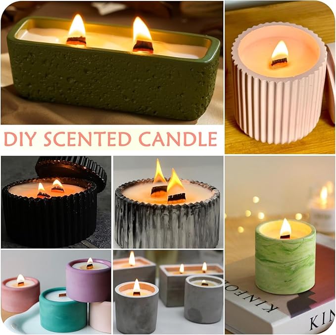 300pcs Wood Wicks for Candles Making,100pcs Wooden Candle Wicks and Base, Wick Stickers,for Soy Wax, Beeswax, Coconut Wax - DIY Candle Making Supplies for Beginners & Professionals