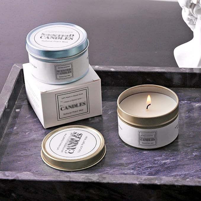 Unixing 8oz 12Pcs Metal Candle Tins for DIY Candle Big Container for Making Light Blue Champagne Rose Gold Cantainer Tins