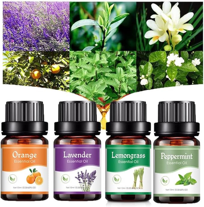 Essential Oils Set - 5 Blends for Diffusers, Home Care, Candle Making Scents, Fragrance, Aromatherapy, Humidifiers, Gifts - Peppermint, Lemongrass, Lavender,Lemon, Orange (5pcs)