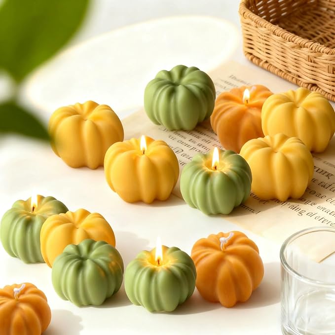 Konrisa Pumpkin Candle Molds, 6 Cavity 3D Bubble Silicone Molds for Candles Making, Soap Making Molds, Halloween Decoraiton