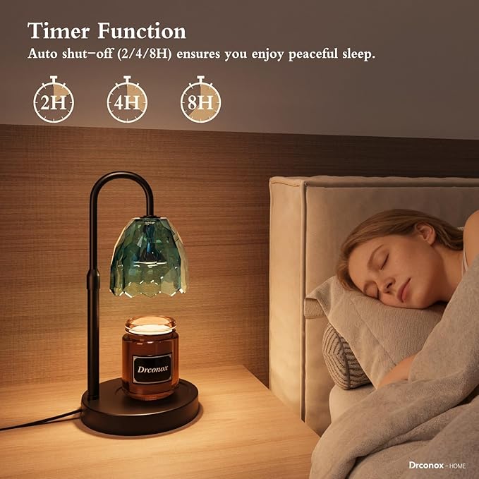 Candle Warmer Lamp with Timer Dimmable, Adjustable Height Wax Melt Warmer for Jar Candles, Birthday Gifts for Women, House Warming Gifts New Home Decor with 2 Bulbs, Blue