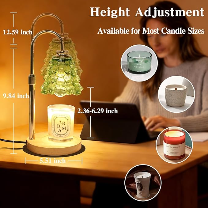 GEEZO Fragrance Candle Warmer Lamp，Electric Candle Warmer with Timer & Dimmer，Mom Christmas Birthday Gifts for Women, House Warming Gifts New Home Bedroom Decor
