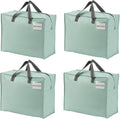VENO 4 Pack Heavy Duty Moving Bags, Storage Bags, Packing Supplies, Top Zipper, Storage Totes for Camping, Clothes, Bedding, Comforters, Pillows (13 Gallon Light Green, 4 Pack)