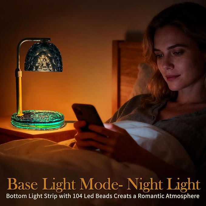 Candle Warmer Lamp with Timer Dimmer, Honeycomb Crystal Wax Melt Warmer for Jar Candles, Adjustable Height Wax Warmer Lamp with 2 Bulbs for Women Mom Gift New Home Bedroom Decor (Blue)