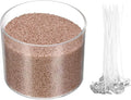 MECCANIXITY Pearled Sand Candles with 20 Pcs Wicks 7Oz / 200g Candle Beads Refillable Powder Sand Wax Making Kit for Thanksgiving Christmas Wedding Party DIY Home Crafts, Brown