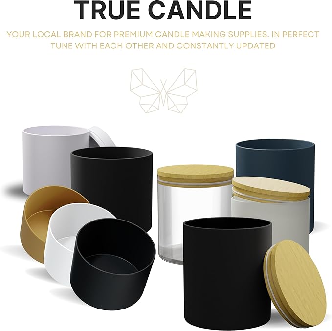 True Candle Tins for Making Candles - 24 Pack of 4 oz Black Candle Containers Bulk 4oz - Empty tins with lids for Candles - Premium Metal Jars, DIY Vessels | Painted Outside and Inside | Matte Black
