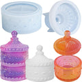 1 Pc Exquisite Silicone Resin Jar Mold Silicone Storage Box Mold with Lids for DIY Epoxy Casting Crafts Cement Concrete Jewelry Storage Boxes Candy Jars Candle Holder Home Decorations Gifts