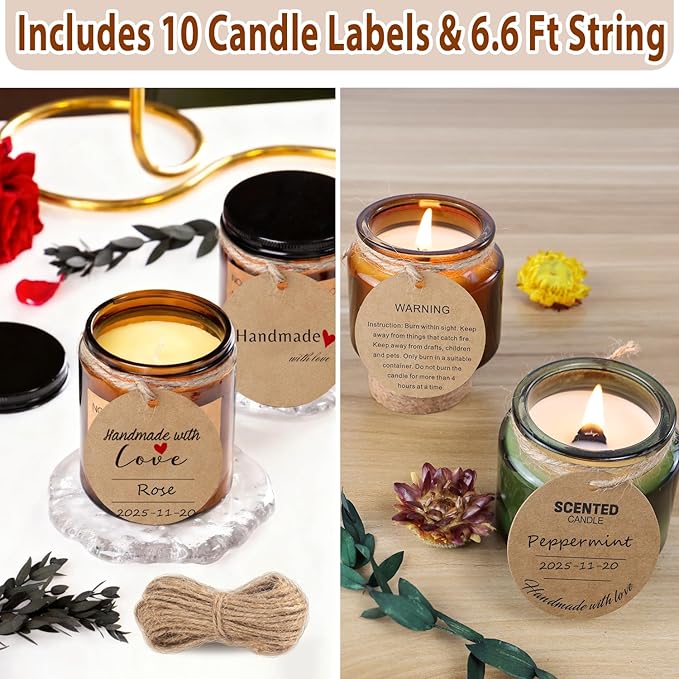 Multiwins 130 Pcs Candle Wicks for Candle Making Kit: 100 Cotton & 30 Wood Wicks with Complete Tool Set (Wick Holders, Wick Stickers, Candle Tabs, Tweezers, Pen), for Soy Beeswax DIY Candles