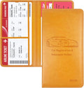 Car Registration and Insurance Card Holder - Leather Vehicle Glove Box Automobile Documents Paperwork Wallet Case Organizer for ID, Driver's License, Key Contact Information Cards - Men&Women