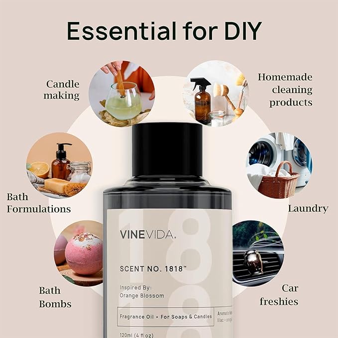 VINEVIDA [16oz] Earl Grey & Cucumber Fragrance Oil for Candle Making - Natural Candle Oil Scents - Soap Making Essential Oil - Made in USA