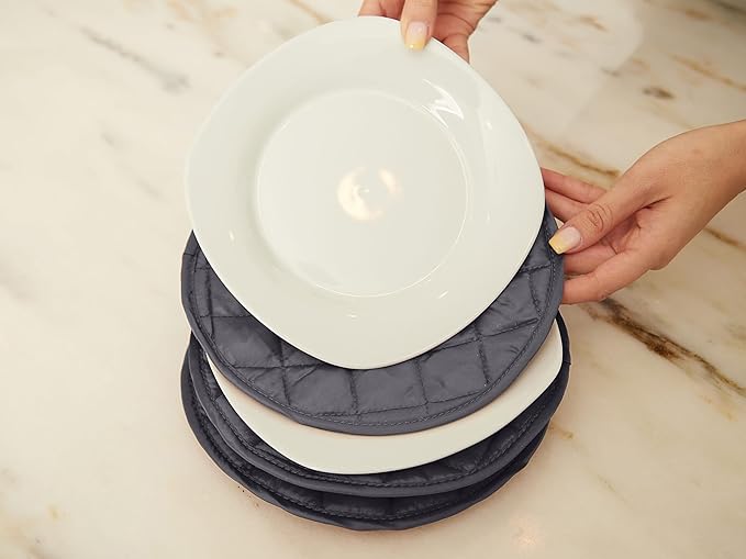 Covermates Keepsakes Quilted Dish Dividers – Set of Padded Plate Protectors for China & Dinnerware Storage, Scratch Protection, Machine Washable, Slate