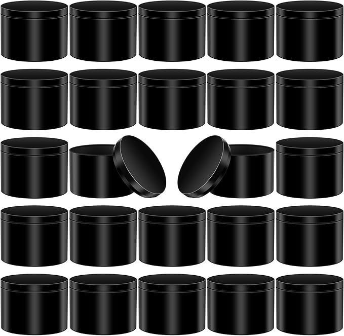 AOSWELE 24 PCS Candle Tins 8 OZ Bulk, Matte Black Candle Tins with Lids, Premium Empty Candle Jars, Small Container Tin Can for Candle Making, Sleek Candle Vessel DIY Candle Making Supplies Kit