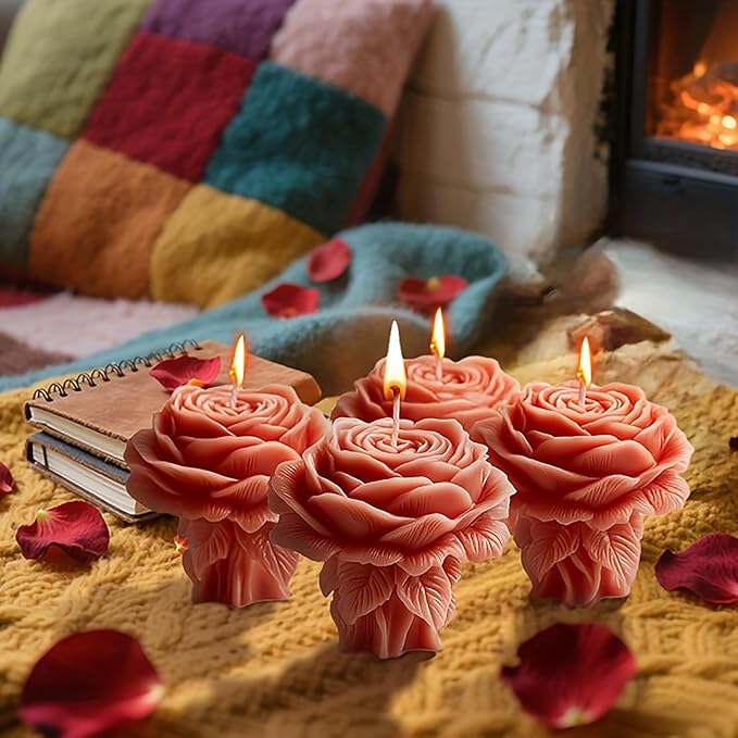 Rose Bouquet Silicone Molds, 3D Rose Resin Candle Molds, Silicone Molds for DIY Handmade Soaps, Clay Craft, Epoxy Resin Crafts, Birthday Gifts, Valentine's Day Gifts & Home Decorations(C)