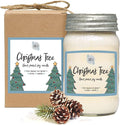 Aira Soy Candles - Organic, Kosher, Vegan, in Mason Jar w/Essential Oils - Hand-Poured 100% Soy Candle Wax - Paraffin Free, 110+ Hours - Pine Scent Holiday Candle - Christmas Tree Scent - 16 Ounces