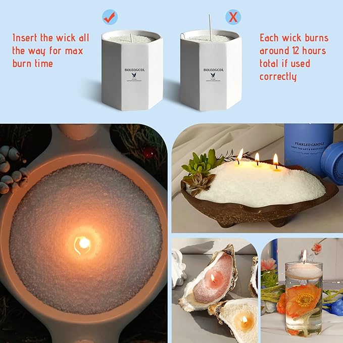 Pearled Candles Colored 18 Oz with 30 Wicks - Light Green Unscented Luxury Long Lasting Powder Candles Up to 120 Hours - DIY Refillable Candle Sand for Candle Making