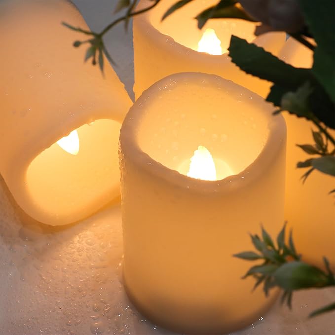 Daord 3 * 4inch Flameless LED Candles with Timer Battery Operated Flickering Votive Candle for Wedding Party Home Christmas Festival Decor