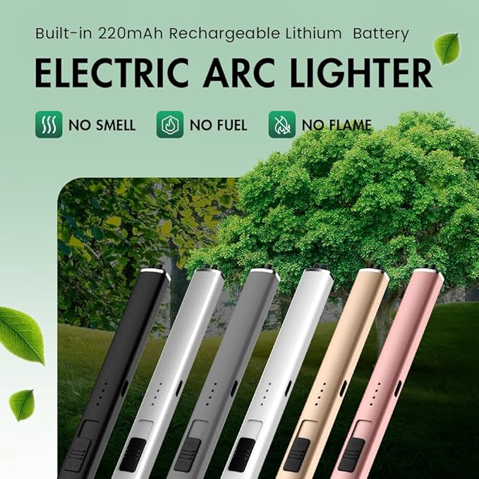Rechargeable Electric Candle Lighter, Flameless Splash and Windproof USB Type-C Rechargeable Long Lighter for BBQ,Stove,Fireplace